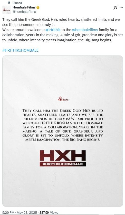 Hrithik Roshan Hombale Films