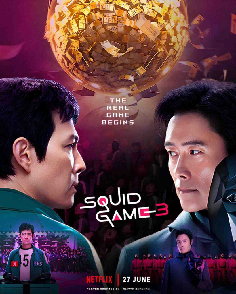 Squid Game Season 3 का आधिकारिक पोस्टर, नेटफ्लिक्स द्वारा जारी किया गया स्नीक पीक